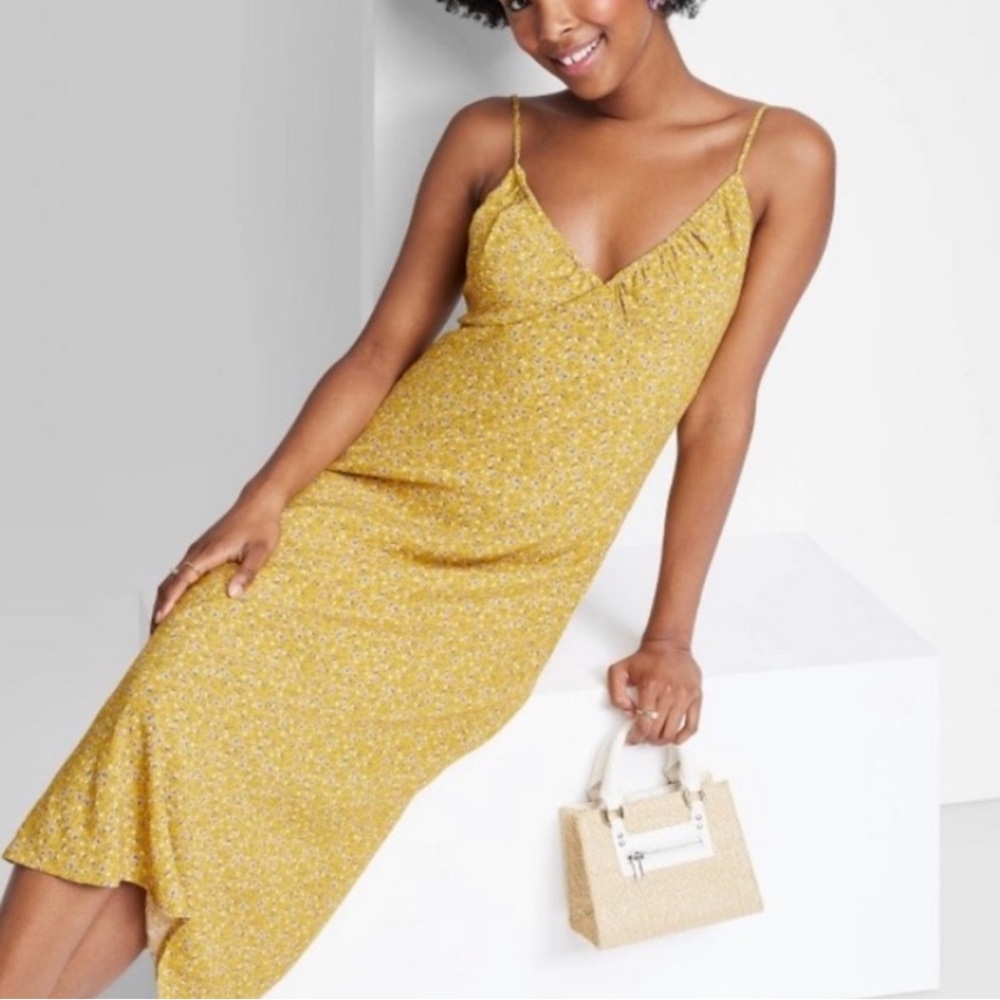Wild Fable Mustard Tie Back Dress 🌾